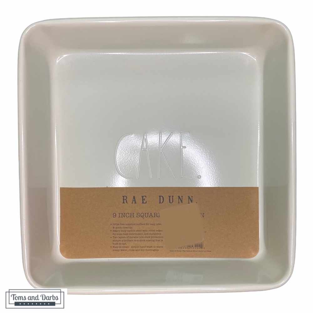 Rae Dunn CAKE 9" Square Baking Pan in White